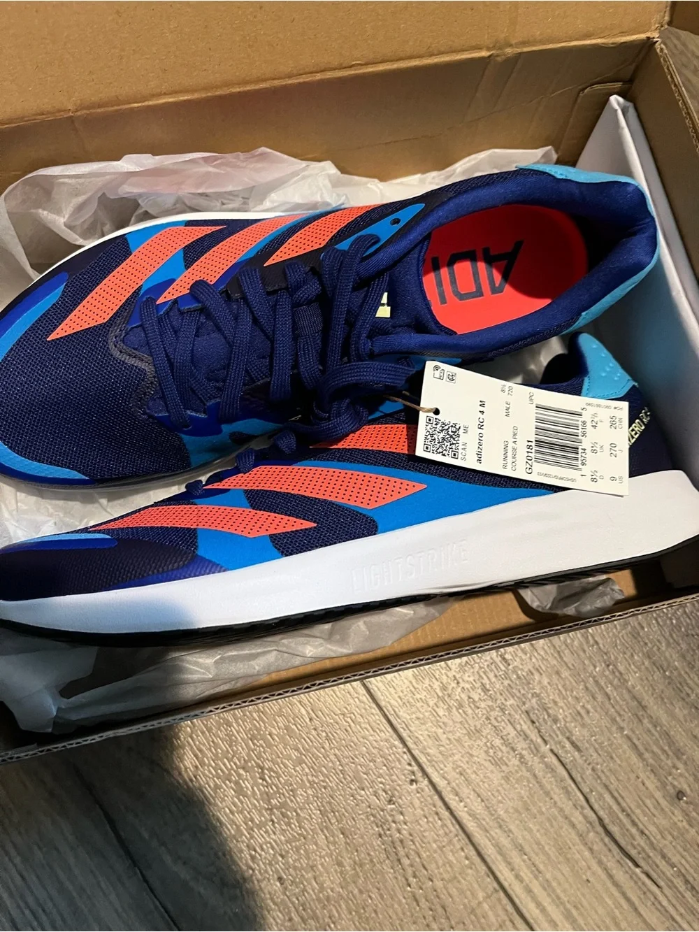 adidas Men’s Navy Blue and Orange Athletic Running Shoes